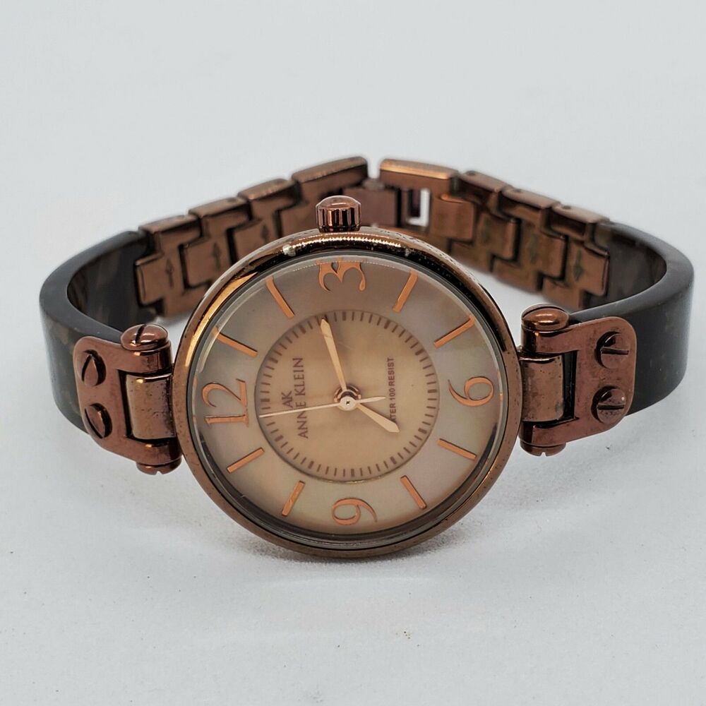 Anne Klein Women's‎ Watch 28MM Case Brown Dial Bracelet 5.5" New Battery
